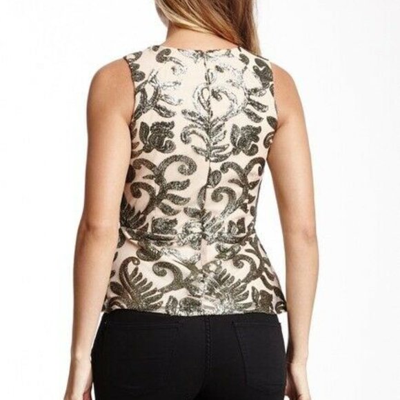 Anthro Greylin Sequin Sleeveless Peplum Blouse - Picture 2 of 9